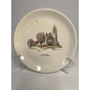 The Chapel at Boys Town Nebraska Souvenir Plate Crazing Stoneware